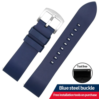 Genuine Fluorine Rubber Easy-Release Watch Strap