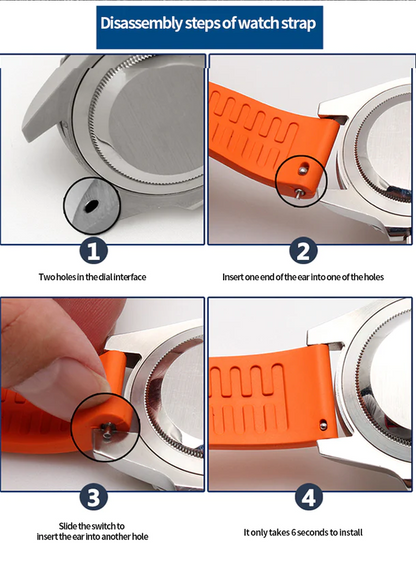 Genuine Fluorine Rubber Easy-Release Watch Strap