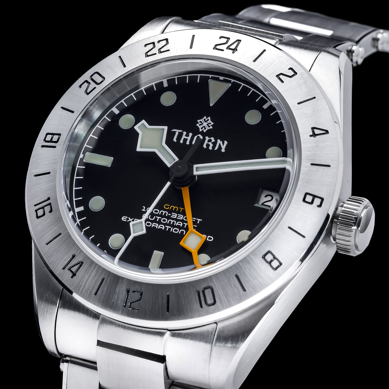 THORN Dual time Zone NH34 Mechanical Retro BB GMT Watch Thorn