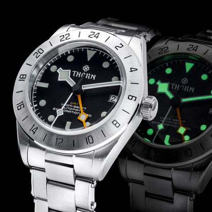 ★Weekly Deal★THORN Dual-time Zone NH34 Mechanical Retro BB GMT Watch