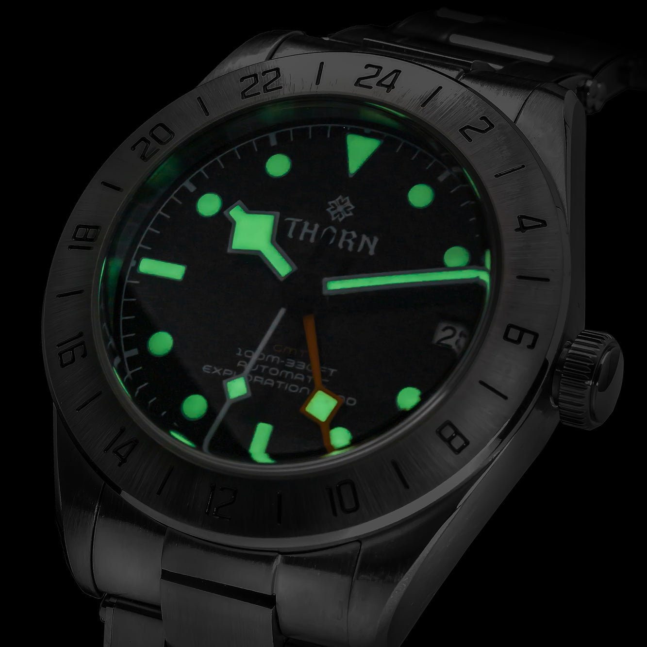 ★Weekly Deal★THORN Dual-time Zone NH34 Mechanical Retro BB GMT Watch