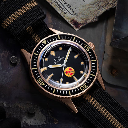 ★Weekly Deal★Thorn Vintage 50-Fathoms No-Radiation CUSN8 Tin Bronze Dive Watch