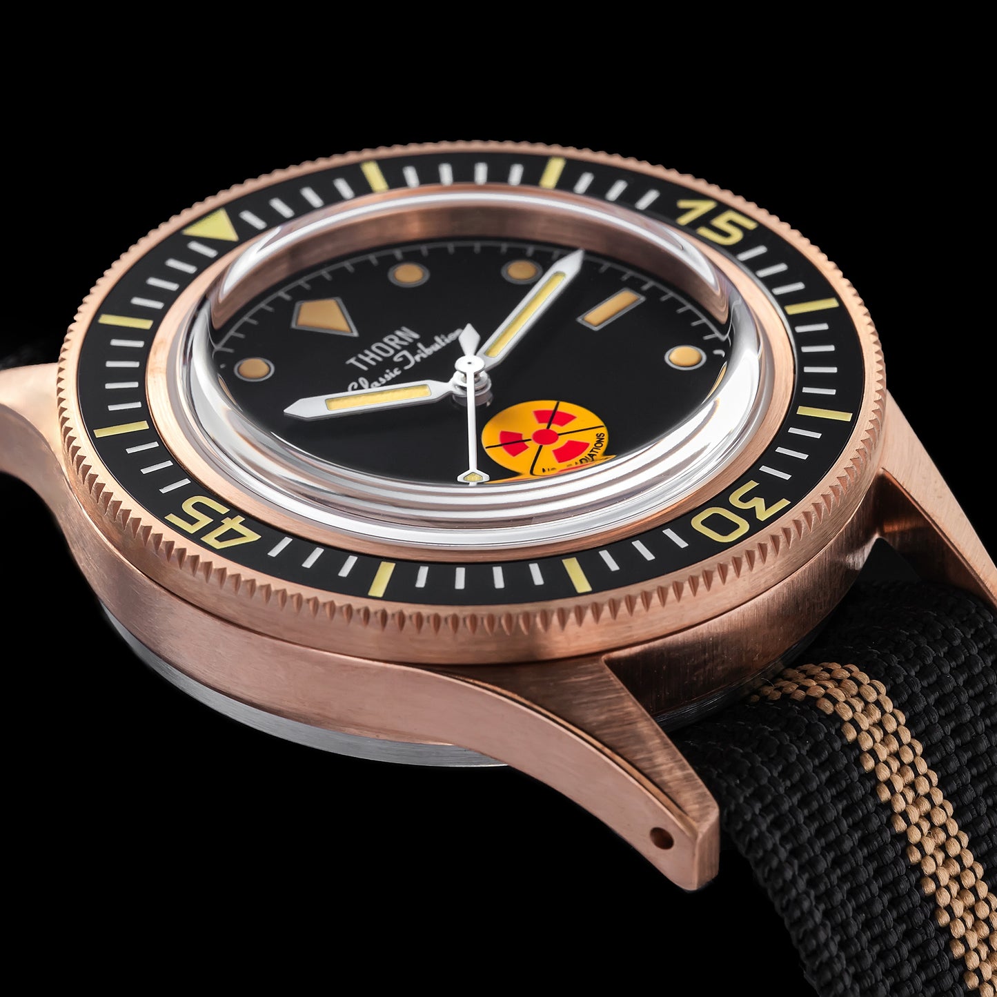 ★Weekly Deal★Thorn Vintage 50-Fathoms No-Radiation CUSN8 Tin Bronze Dive Watch