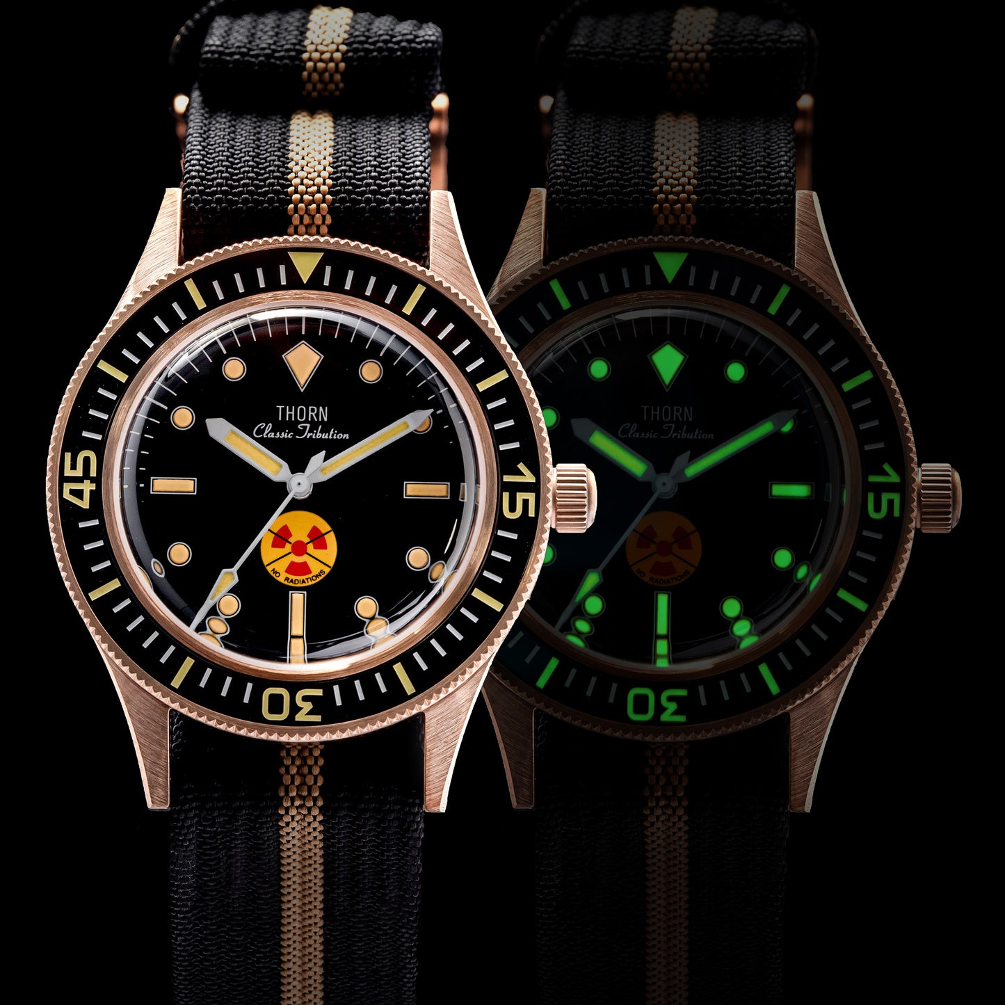 ★Weekly Deal★Thorn Vintage 50-Fathoms No-Radiation CUSN8 Tin Bronze Dive Watch