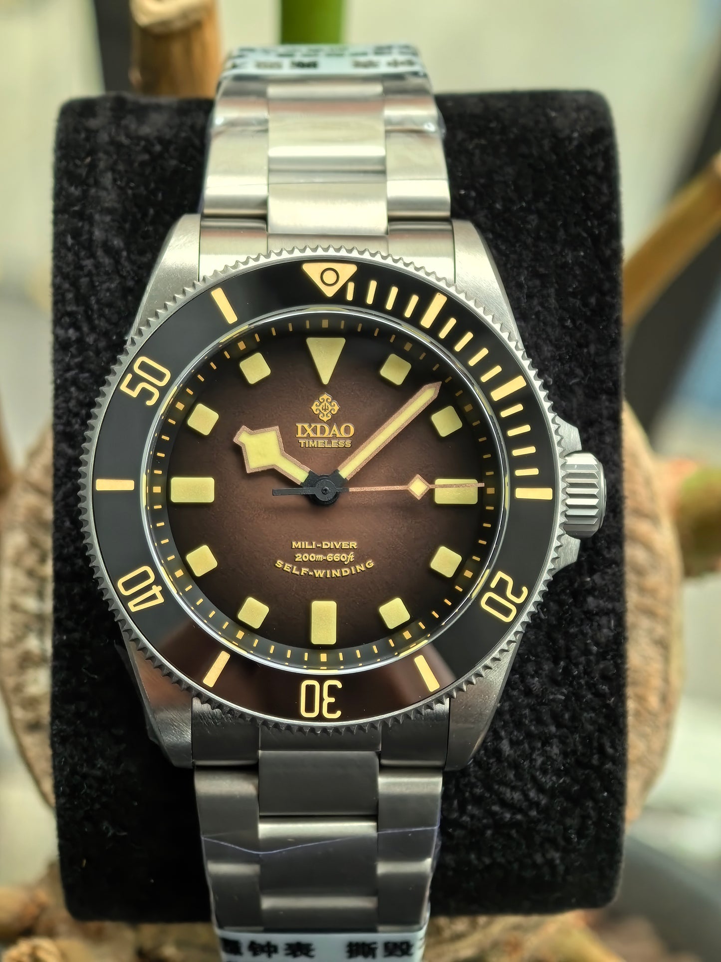 IXDAO Titanium 39mm Automatic Dive Watch-Gradient brown