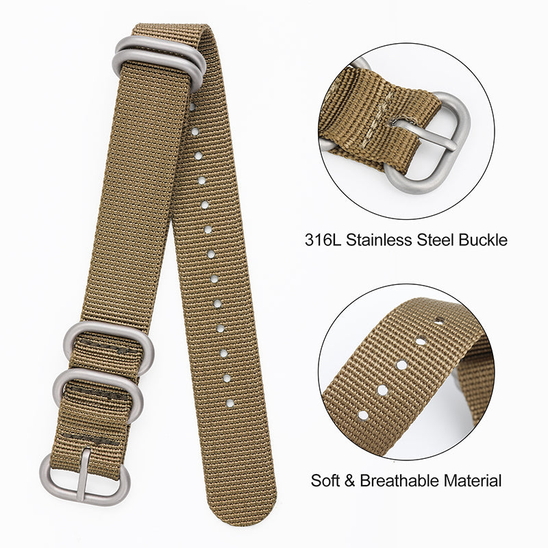 Thick Premium Woven Nylon Military Watch Zulu Strap