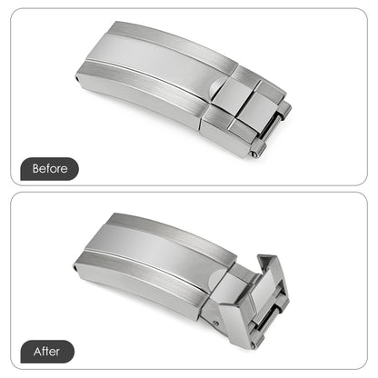 Adjustable Stainless Steel Watchband Buckle Solid Brushed Mid polised clasp