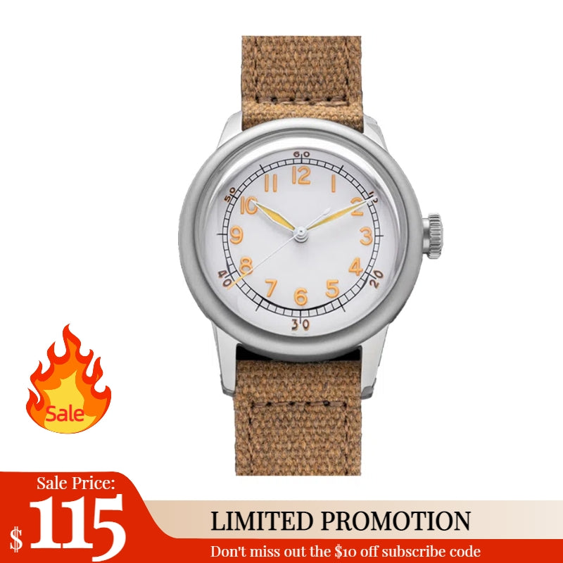 ★Weekly Deal★THORN A11 36mm Stainless steel Retro Military Men Watch