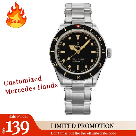 ★Weekly Deal★Thorn Retro BB58 Customized Mercedes Hands Mechanical Watch