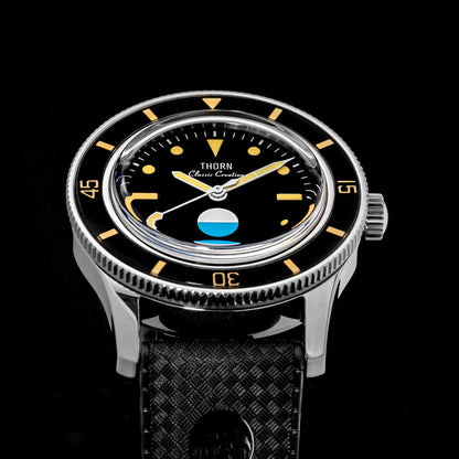 ★New Arrival★Thorn 38mm 50 Fathoms Smil-Spec PT5000 Dive Watch T007