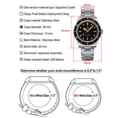 ★Big Sale★Thorn 39mm Diver 6200 Retro Mechanical Watch